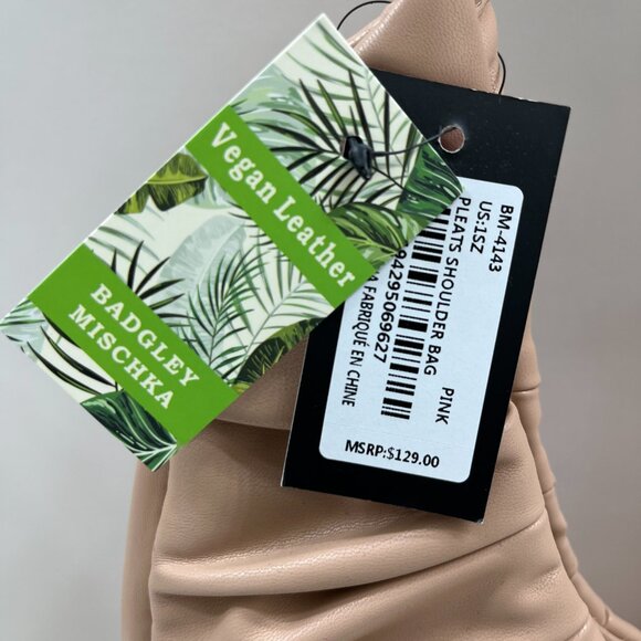 Badgley Mischka - Pleats Shoulder Hobo Bag - Pink/Peach Vegan Leather - NWT - Picture 8 of 12